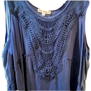 Blue Sleeveless Boho Tunic NEW
